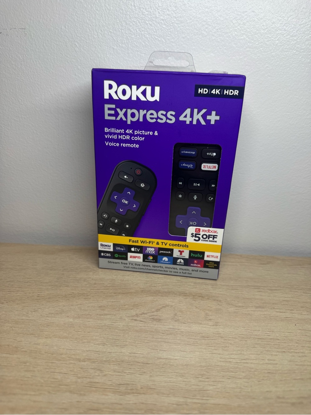 Roku Streaming Player Box with White and Purple Accents